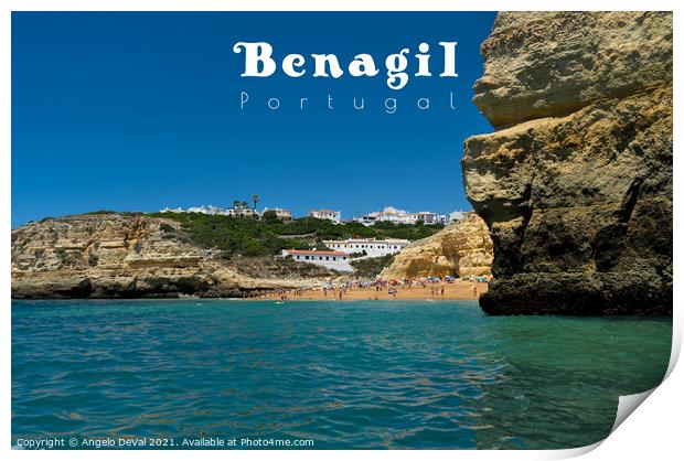 Benagil Beach Postcard - Portugal Print by Angelo DeVal