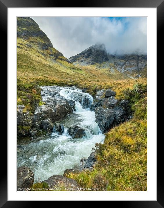 Allt na Dunaiche waterfall and Blaven, Skye Framed Mounted Print by Photimageon UK