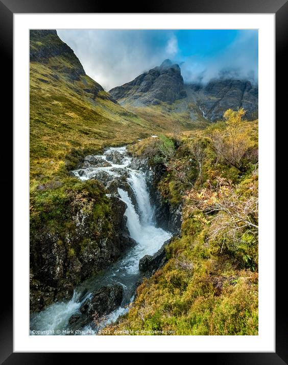 Allt na Dunaiche waterfall and Blaven, Skye Framed Mounted Print by Photimageon UK