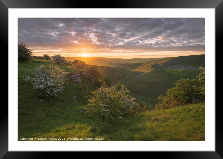 Majestic Sunrise over Cressbrook Dale Framed Mounted Print by Steven Nokes