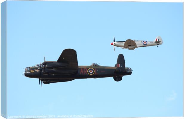Lancaster Bomber and Spitfire Canvas Print by Denley Dezign