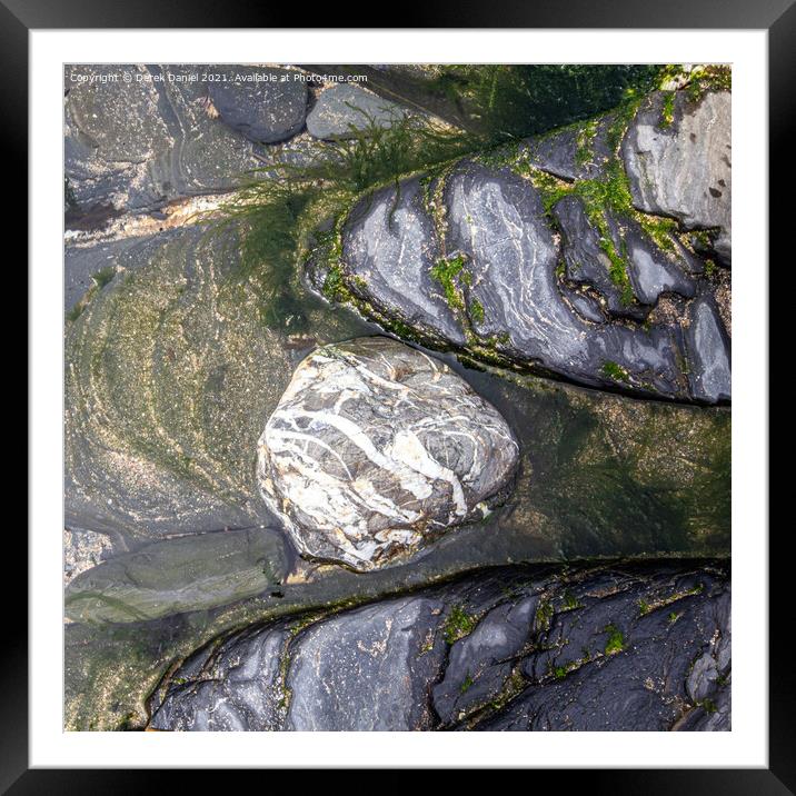 Rocks on the beach at Crackington Haven, Cornwall Framed Mounted Print by Derek Daniel
