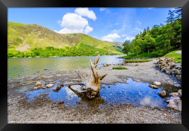 Buttermere Panorama With Driftwood Framed Print by Graham Prentice