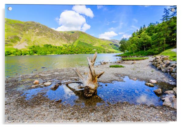 Buttermere Panorama With Driftwood Acrylic by Graham Prentice