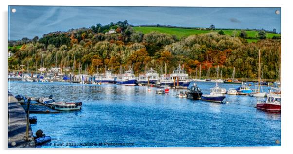 Autumn On The River Dart Acrylic by Peter F Hunt