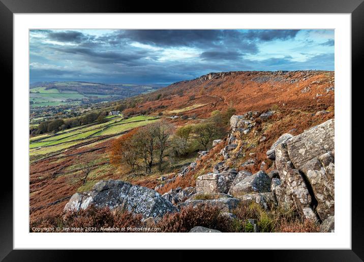 Curbar Edge from Baslow Edge Framed Mounted Print by Jim Monk