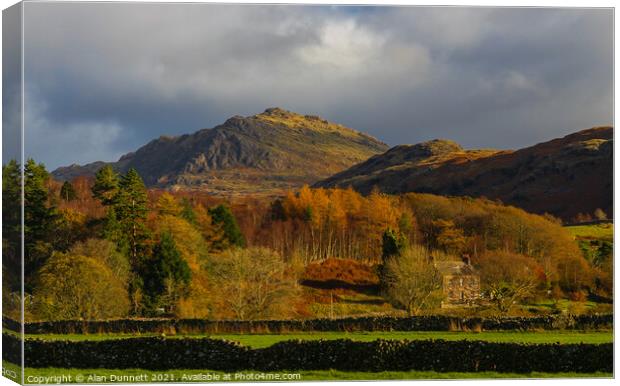 Autumal Eskdale to Harter Fell Canvas Print by Alan Dunnett