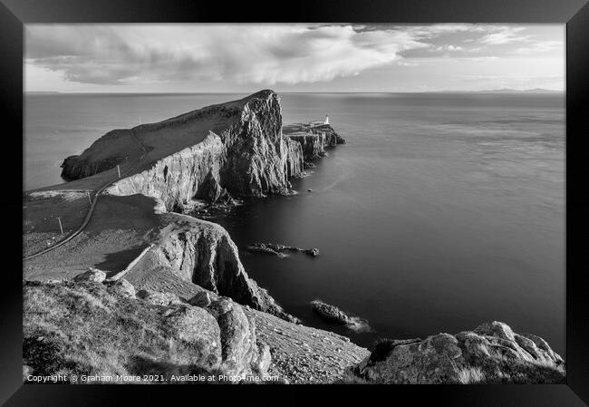 Neist Point Skye long exposure monochrome Framed Print by Graham Moore