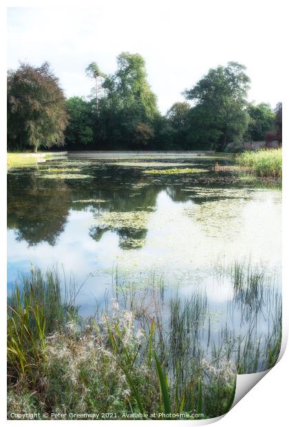 English Country House Garden Lake Print by Peter Greenway
