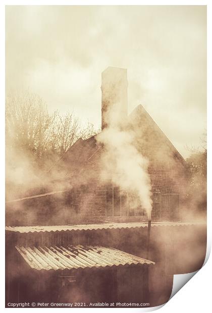 Steam Billowing Around Heritage Industrial Buildings Print by Peter Greenway