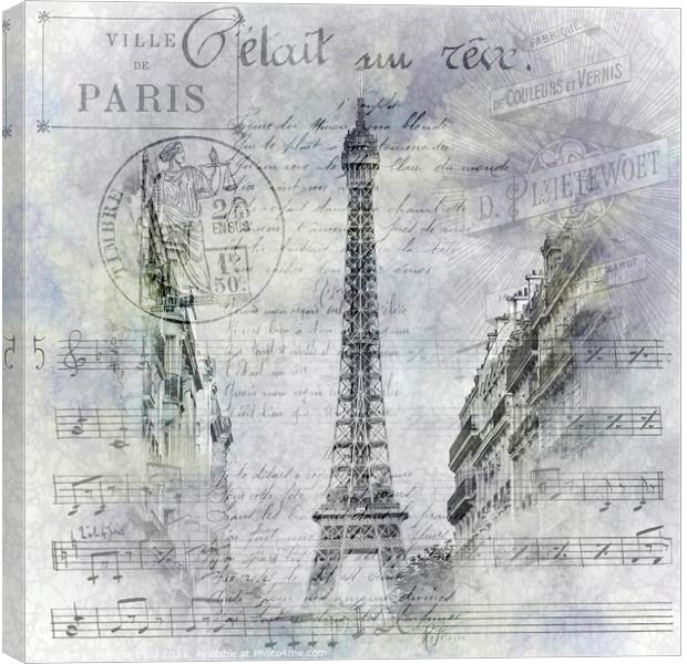 Paris Collage | Eiffel Tower streetscene Canvas Print by Melanie Viola