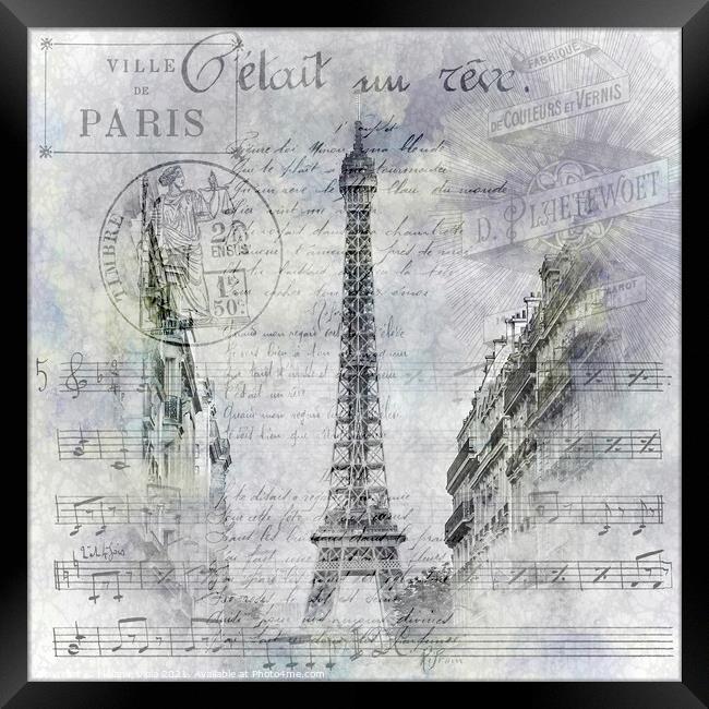 Paris Collage | Eiffel Tower streetscene Framed Print by Melanie Viola