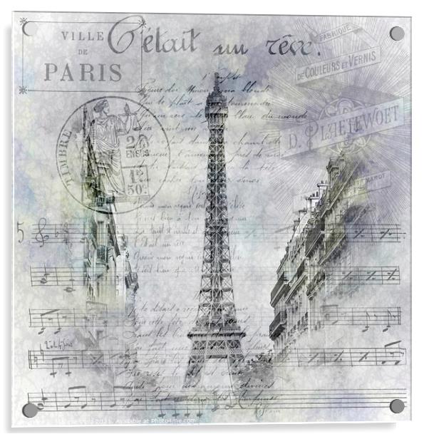 Paris Collage | Eiffel Tower streetscene Acrylic by Melanie Viola