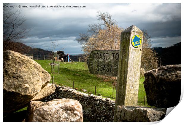 Coast to Coast long distance walk signpost  Print by Greg Marshall