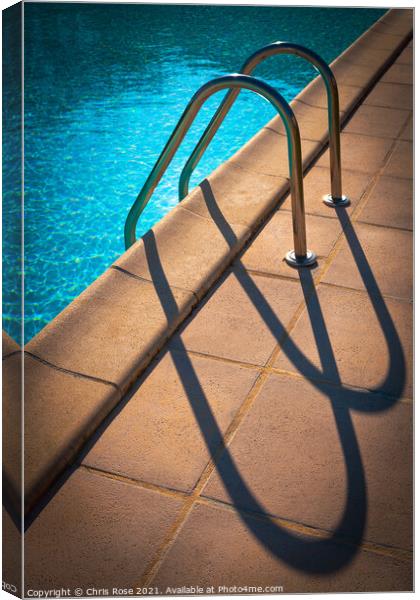 Swimming pool ladder shadows Canvas Print by Chris Rose