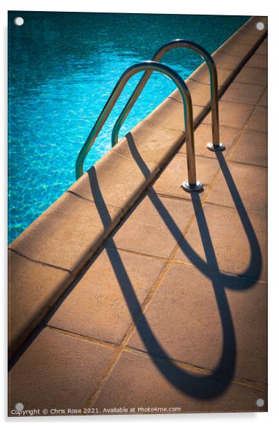 Swimming pool ladder shadows Acrylic by Chris Rose