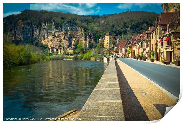 La Roque-Gageac on the Dordogne River Print by Chris Rose