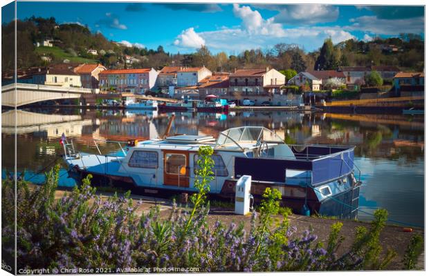 River Lot at Saint- Sylvestre-sur-Lot,  Canvas Print by Chris Rose