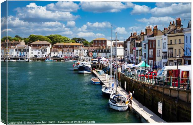 Vibrant Weymouth Harbour Scene Canvas Print by Roger Mechan