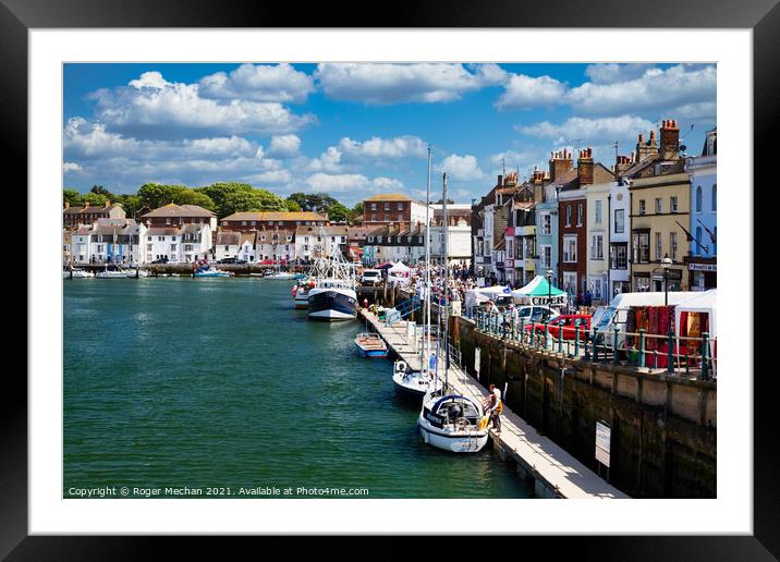 Vibrant Weymouth Harbour Scene Framed Mounted Print by Roger Mechan
