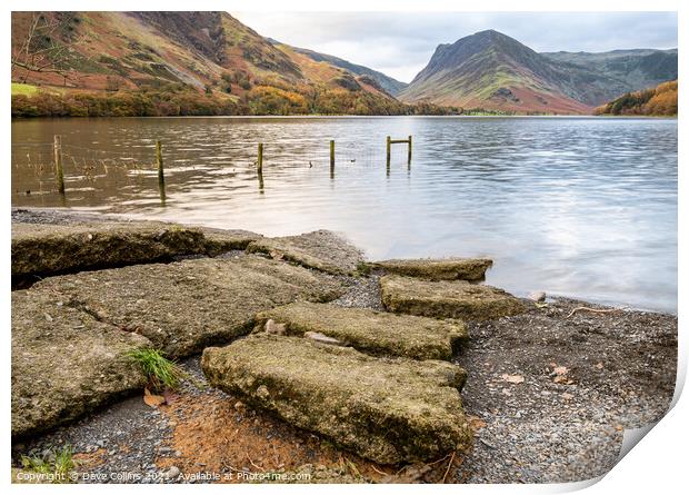 Stones n the Edge of Lake Buttermere in the Lake District in Cumbria, England Print by Dave Collins