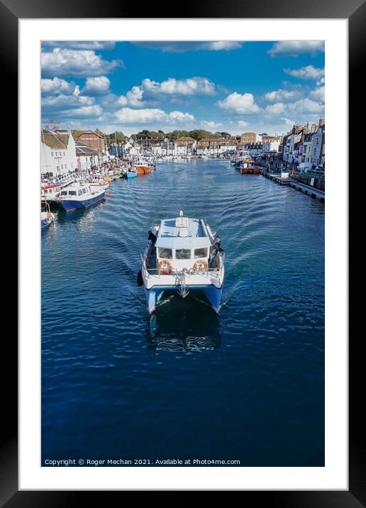 Serene Sailing on Weymouth Harbor Framed Mounted Print by Roger Mechan