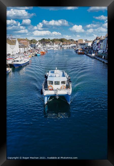Serene Sailing on Weymouth Harbor Framed Print by Roger Mechan