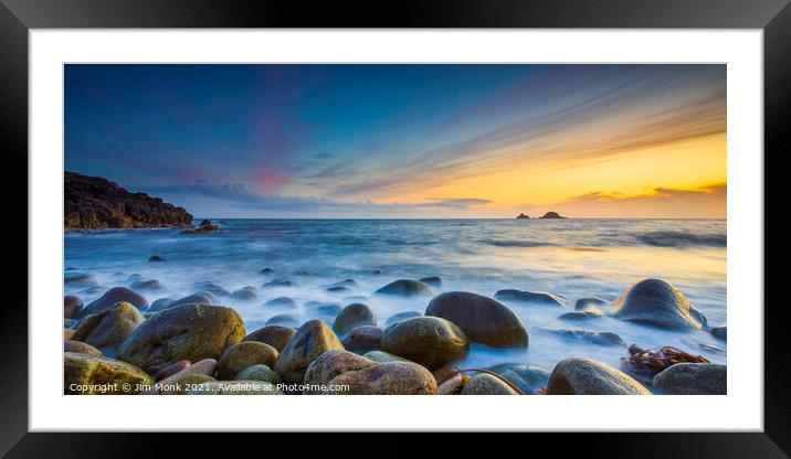 Porth Nanven Sunset, Cornwall. Framed Mounted Print by Jim Monk