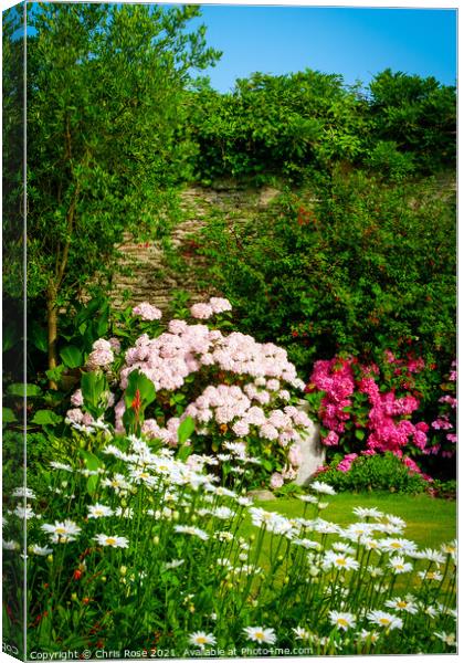 Colourful summer cottage garden border Canvas Print by Chris Rose