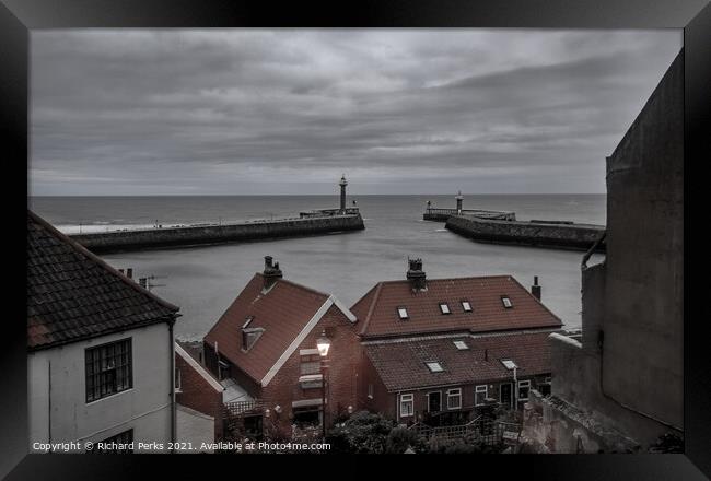 Looking out to sea at Whitby Framed Print by Richard Perks