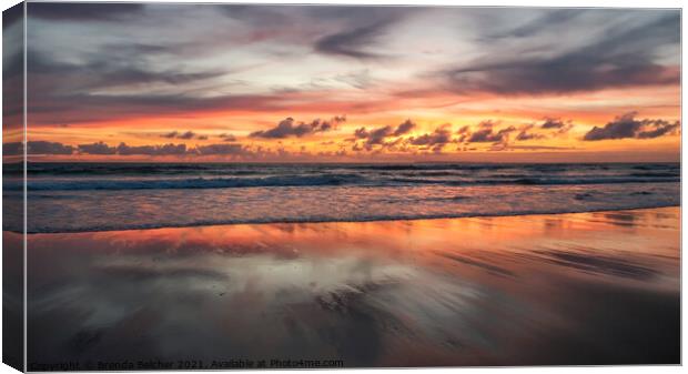 Sunset over Croyde Bay Canvas Print by Brenda Belcher
