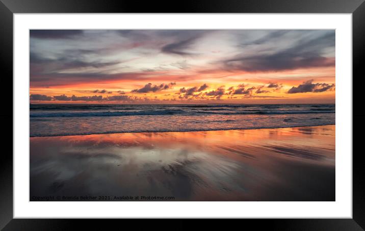 Sunset over Croyde Bay Framed Mounted Print by Brenda Belcher