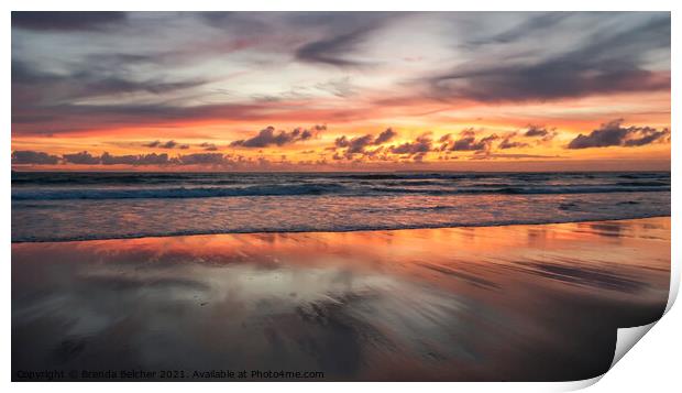 Sunset over Croyde Bay Print by Brenda Belcher