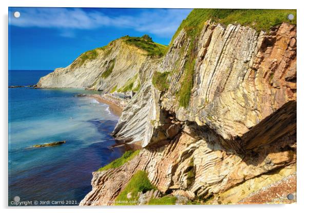 Zumaya Flysch Cliffs, Gipuzkoa - CR2106-5674-GLA Acrylic by Jordi Carrio