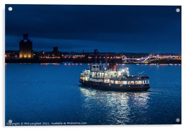 Ferry cross the Mersey at dusk Acrylic by Phil Longfoot
