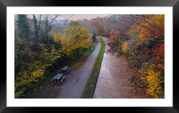 Brecon Canal covered in Autumn leaves Framed Mounted Print by Leighton Collins