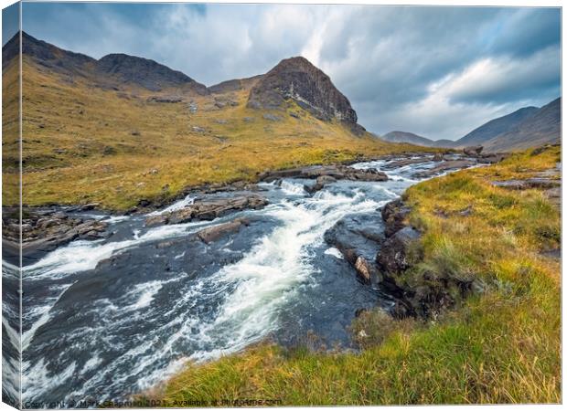 Abhainn Camas Fhionnairigh waterfall, Camasunary, Skye Canvas Print by Photimageon UK
