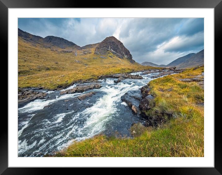 Abhainn Camas Fhionnairigh waterfall, Camasunary, Skye Framed Mounted Print by Photimageon UK