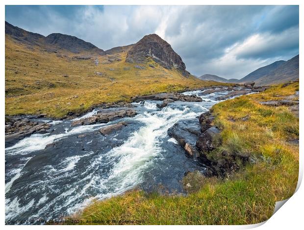 Abhainn Camas Fhionnairigh waterfall, Camasunary, Skye Print by Photimageon UK