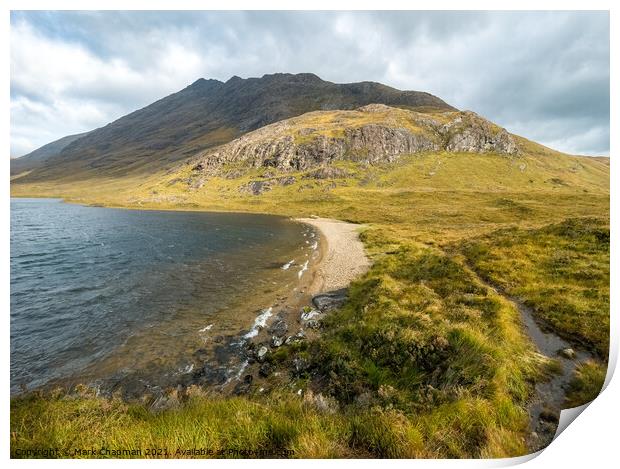 Loch na Creitheach, beach and Blaven, Skye Print by Photimageon UK