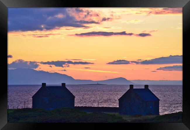 Serene sunset over Prestwick salt pan houses and A Framed Print by Allan Durward Photography