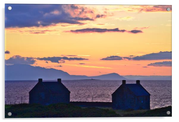 Serene sunset over Prestwick salt pan houses and A Acrylic by Allan Durward Photography
