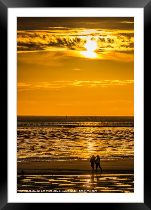 Beautiful sunset walk along the Coast at Crosby Merseyside  Framed Mounted Print by Phil Longfoot