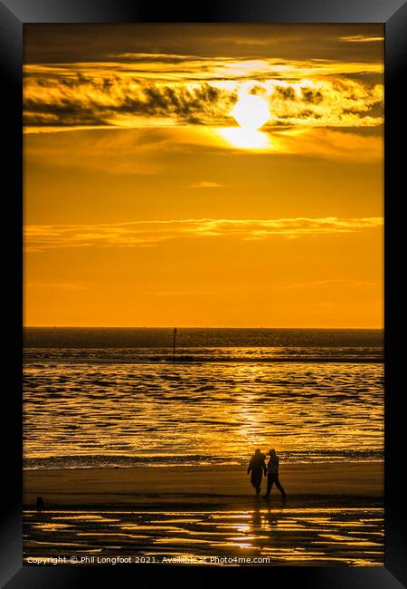 Beautiful sunset walk along the Coast at Crosby Merseyside  Framed Print by Phil Longfoot