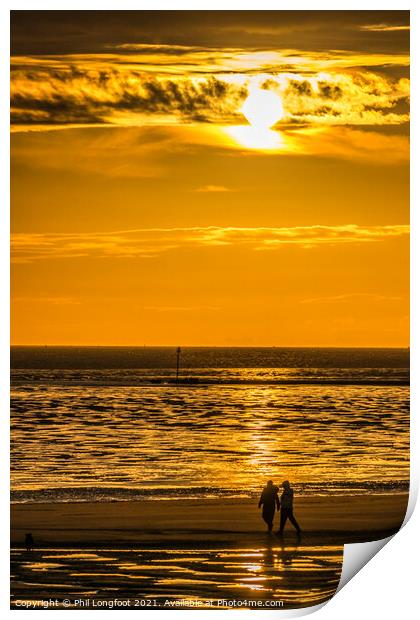 Beautiful sunset walk along the Coast at Crosby Merseyside  Print by Phil Longfoot