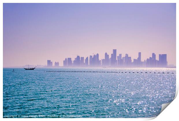 Downtown Doha Dusk Print by Kasia Design