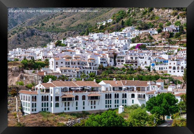 White village of Frigiliana in Andalusia, Spain Framed Print by Angus McComiskey