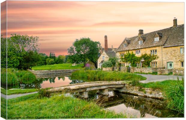 Old Mill Lower Slaughter Canvas Print by Alison Chambers