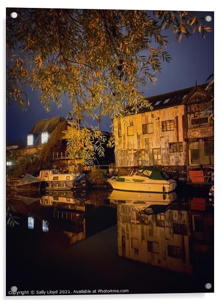 Nighttime on the River Wensum Acrylic by Sally Lloyd