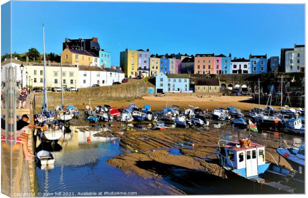 Low tide harbor, Tenby, South Wales, UK. Canvas Print by john hill